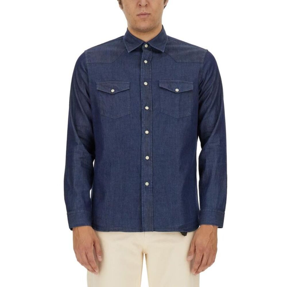 LARDINI Men's Classic Denim Western Shirt Men DENIM Shirts
